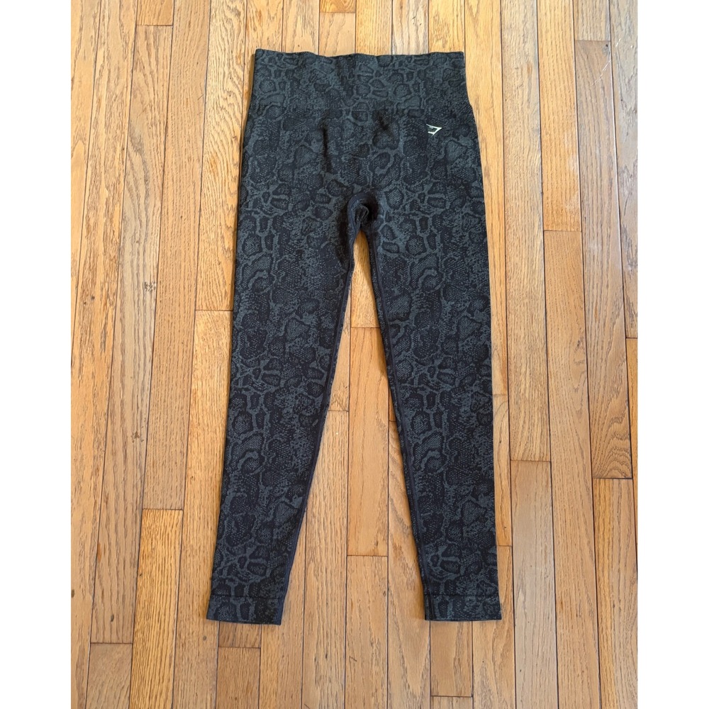 Gymshark Snakeskin Seamless Scrunch Butt Leggings Medium Grey Black Womens Gym